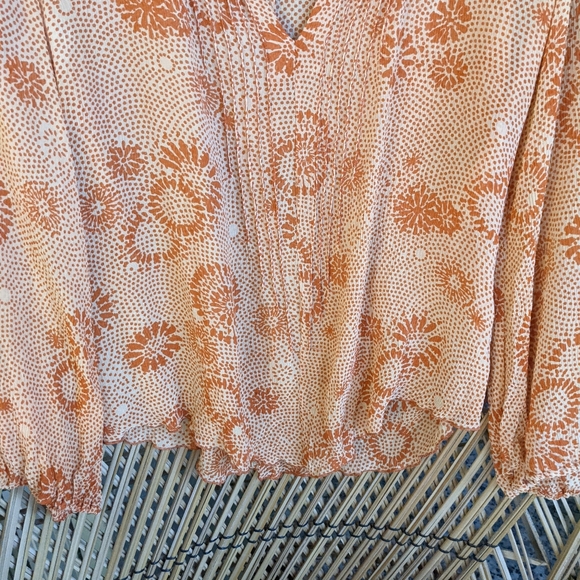 Equipment M Vintage 90s Silk Blouse Orange Floral - Picture 13 of 16